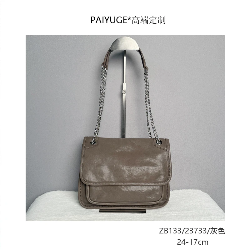 ZB133/23733/灰色 高端订制手工蜡线女士单肩斜挎手提包1153孤品