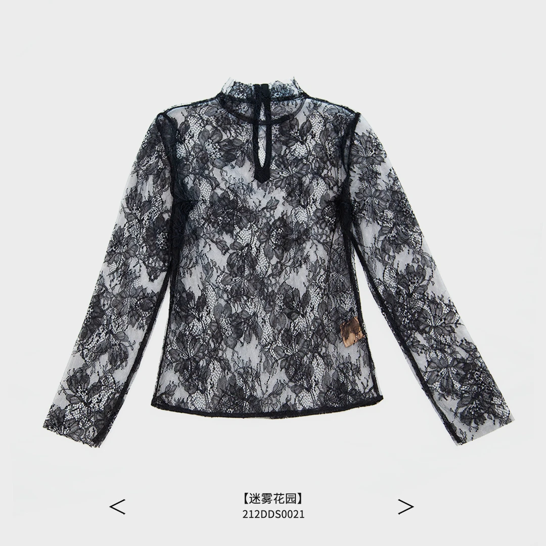 六丑【伯爵打底】新款精品百搭人气迷雾蕾丝镂空打底衫212DDS0021