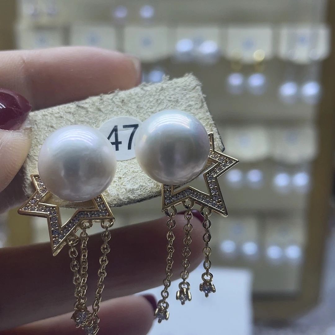 淡水珍珠耳饰银S925镶嵌