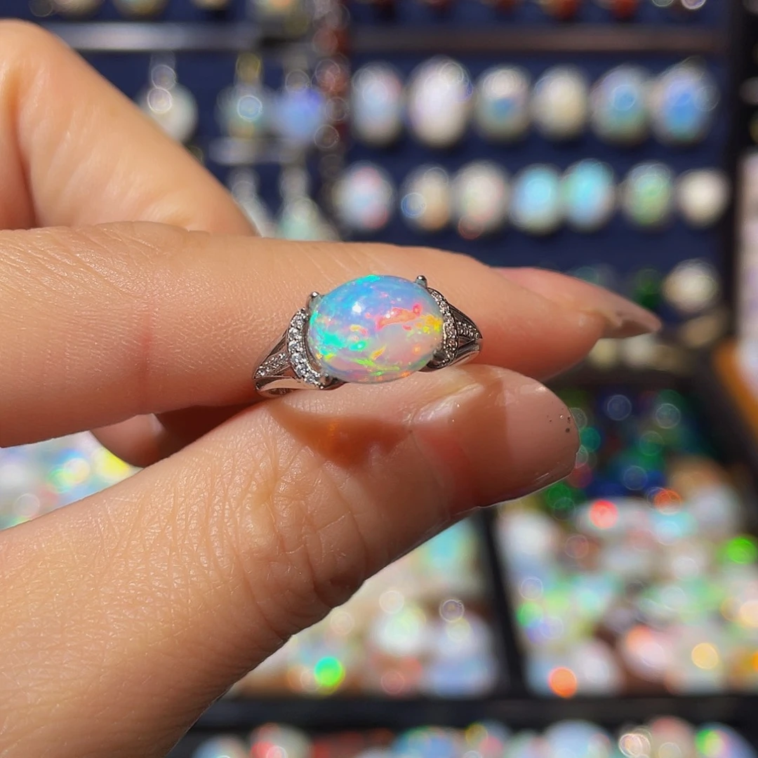 欧泊欧泊戒指银S925镶嵌幺*