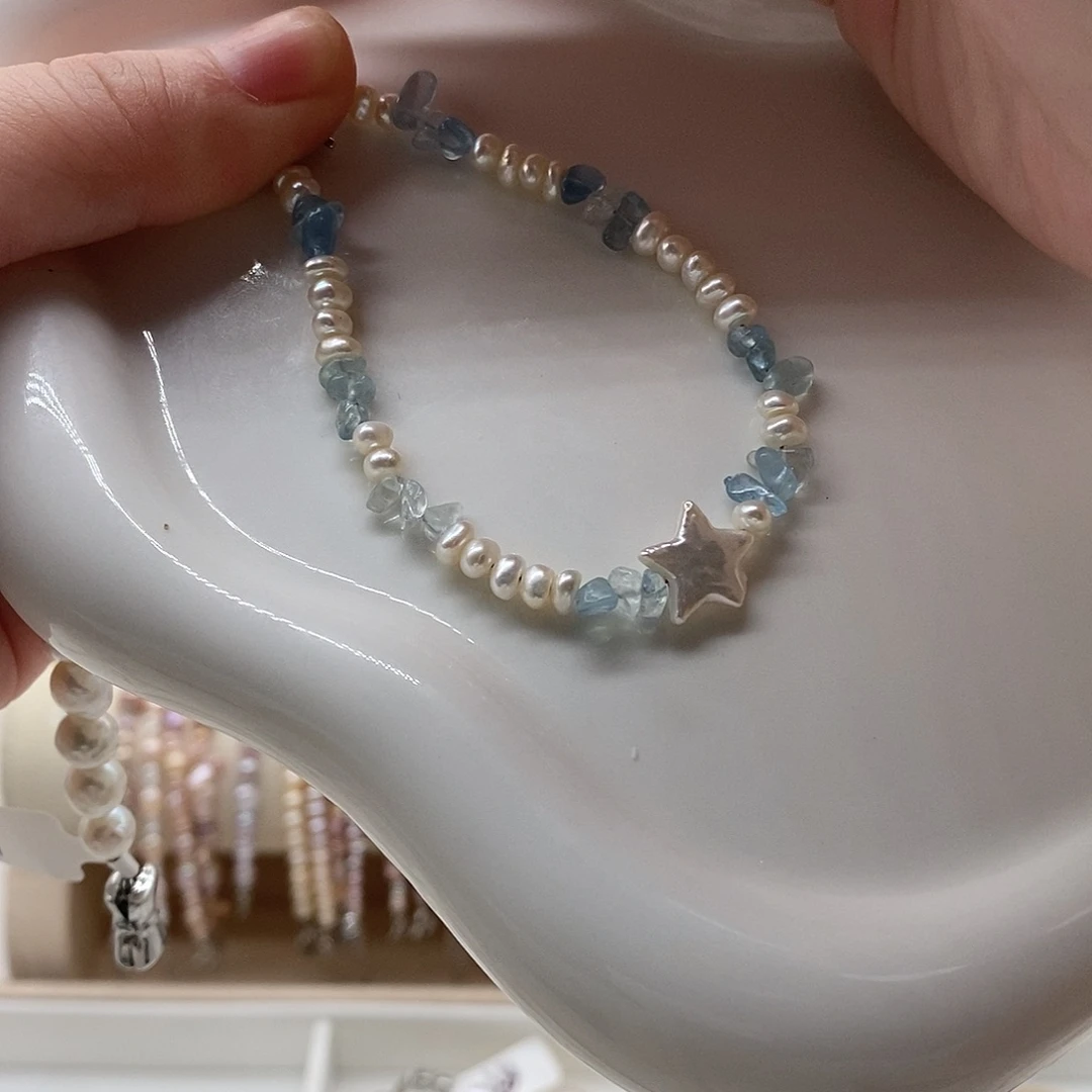 银S925镶嵌手绳淡水珍珠