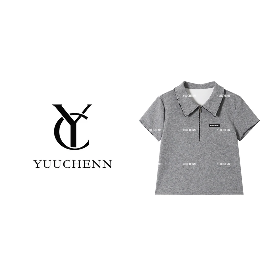 YUUCHENN 夏季简约百搭休闲翻领短袖T恤65172