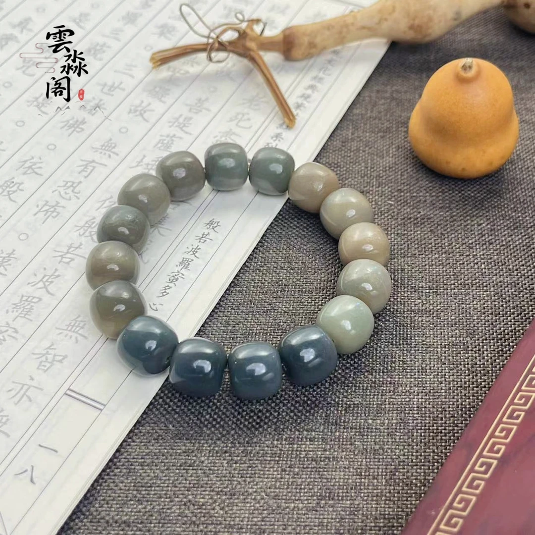 【山渐青】渐变绿单圈手串