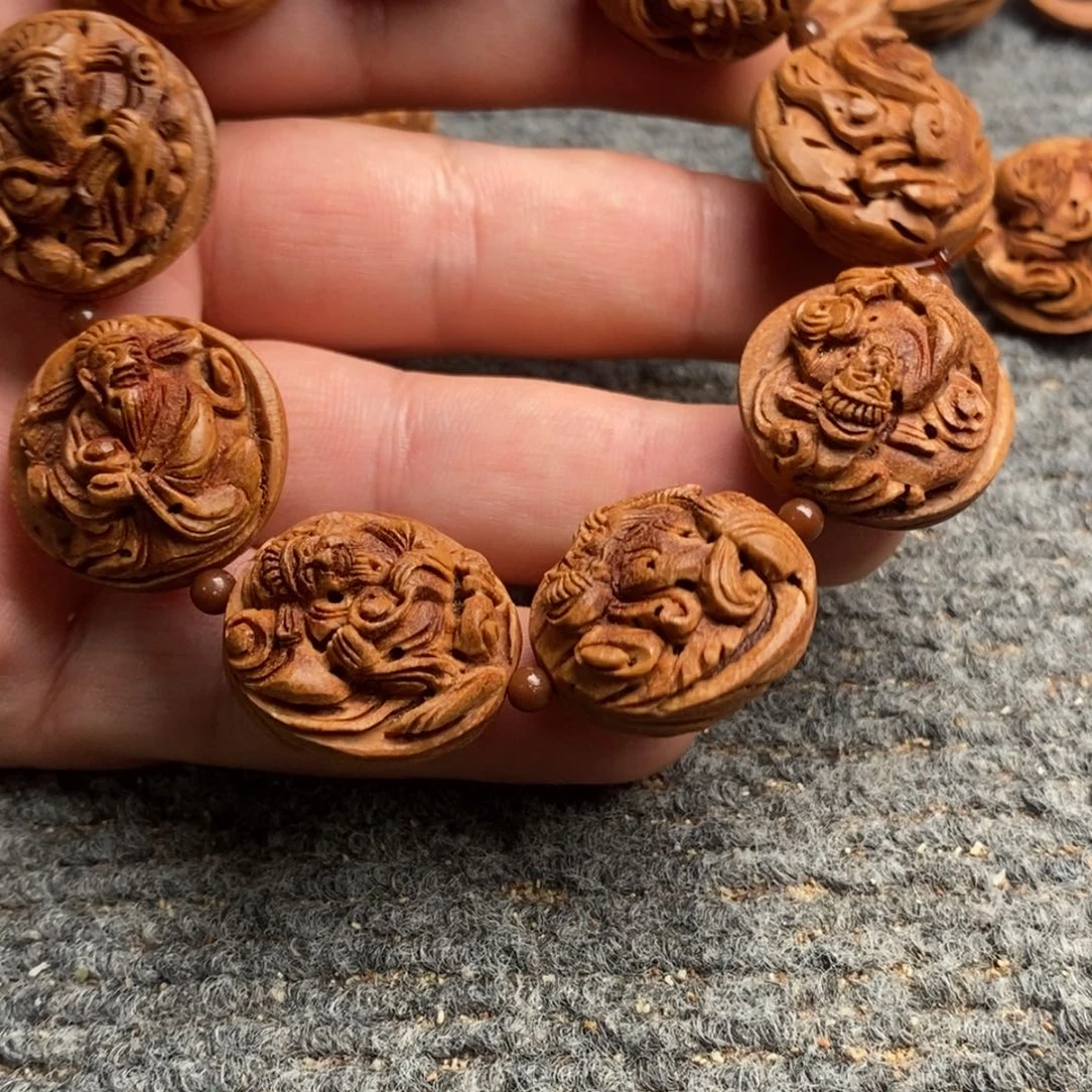 安***野桃核手串桃核如意财神手串