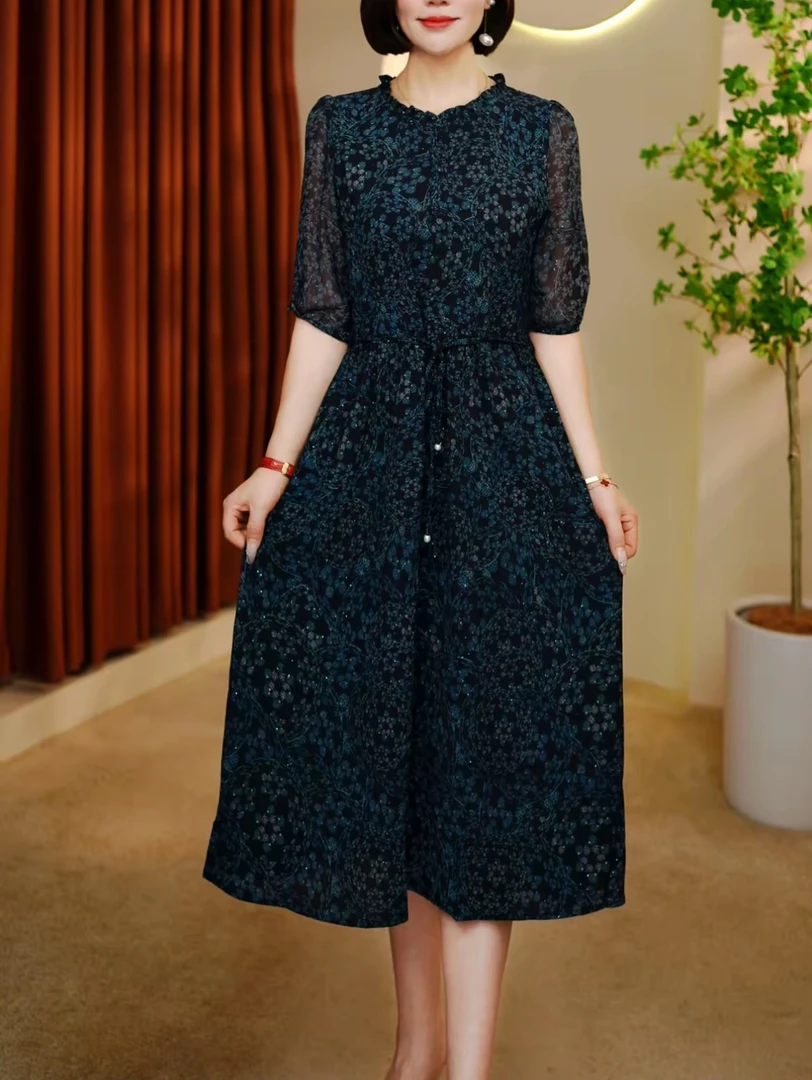 【时装高定款】暗香气质修身时尚休闲夏季高端大码妈妈装连衣裙