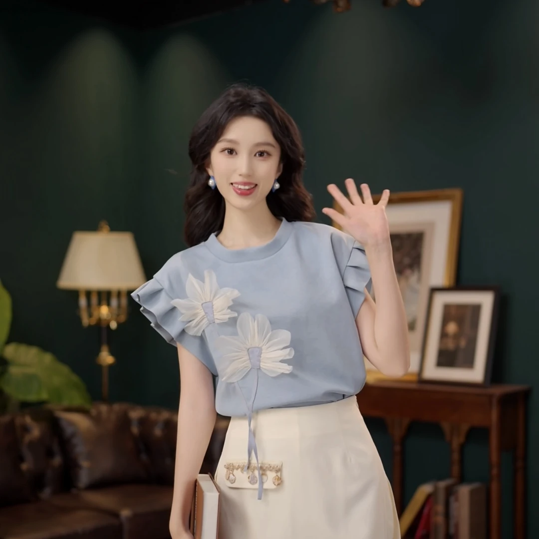 琦琦【雪枣蜜】甜美衬衫休闲百搭短袖衬衫女夏季上衣YE0706448