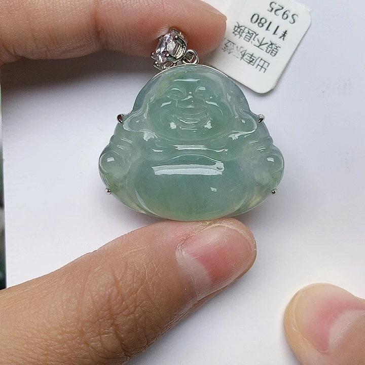 颈饰银S925镶嵌翡翠天然翡翠