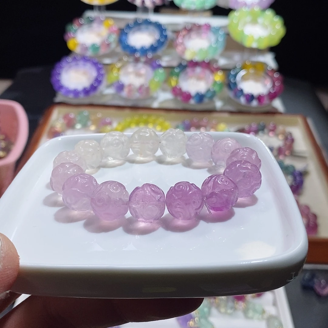 水晶手链未镶嵌紫粉渐变祥云