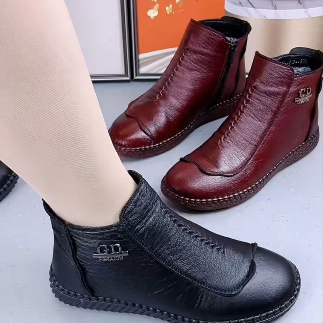 冬季季新款老北京布鞋妈妈棉靴加厚保暖牛筋底防滑女短靴棉靴