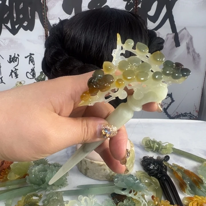 定制蛇纹石玉毛货发饰