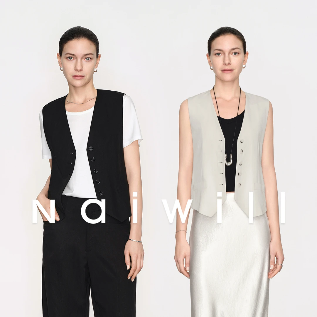 naiwill无袖老钱风莱赛尔纱卡马甲百搭老钱风松弛感女装111113