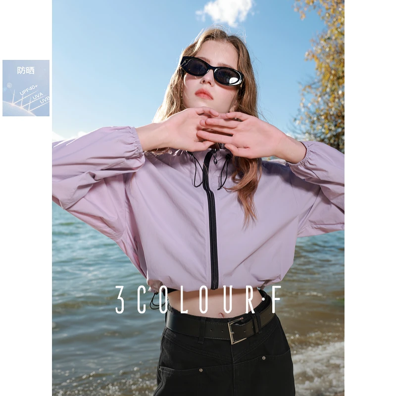 【品牌福利】三彩独醒2025春季新款宽松短款立领防晒衫休闲外dbx