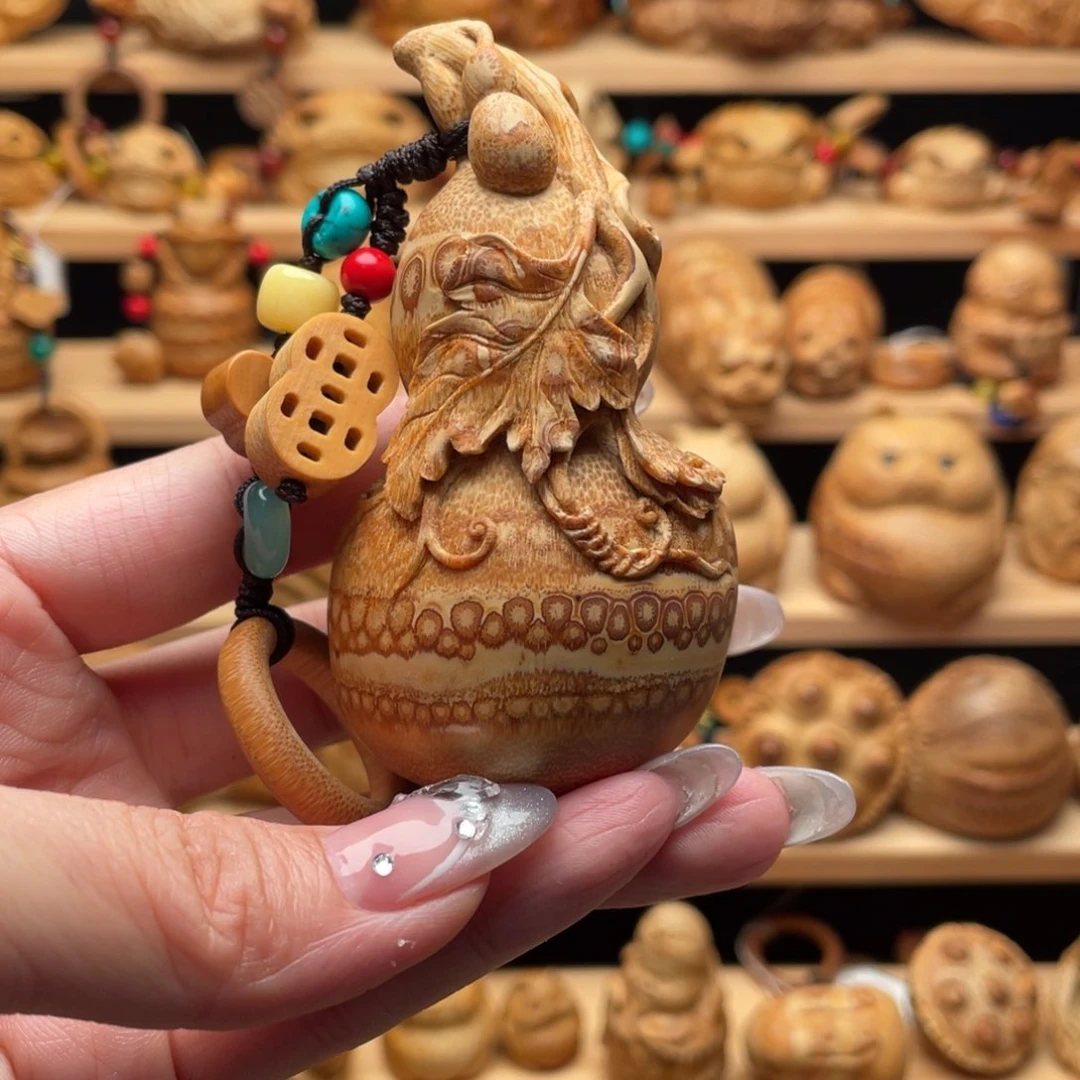 @***4竹雕精工葫芦手把