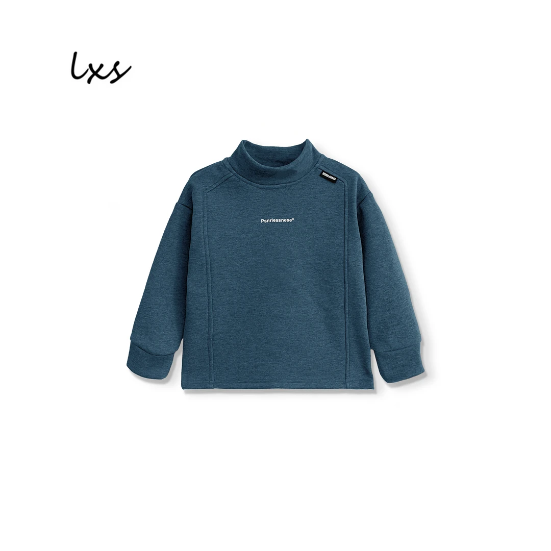 鹿小生藏青半高领保暖打底儿童秋冬韩版加绒百搭休闲长袖套头Q923