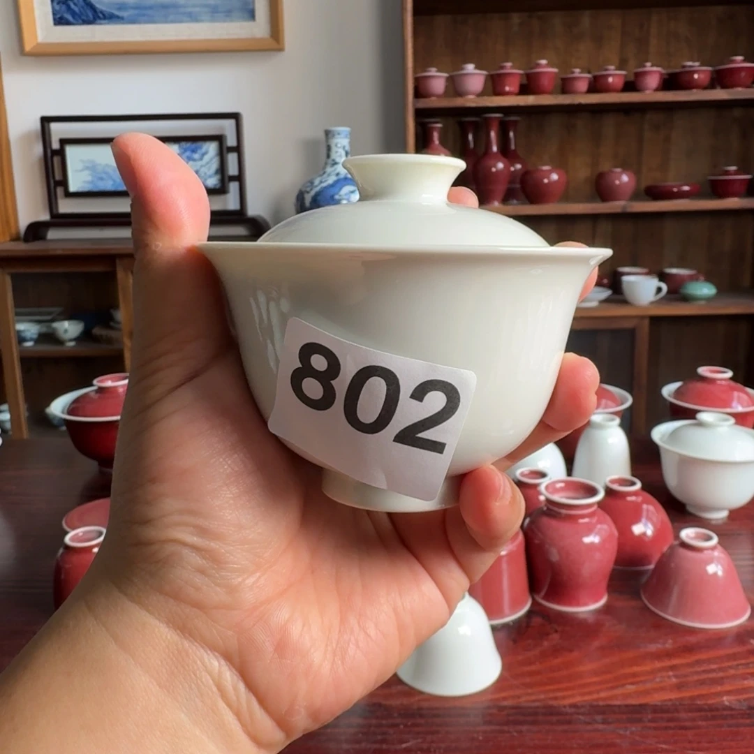 全品甜白元宝盖碗容量120cc