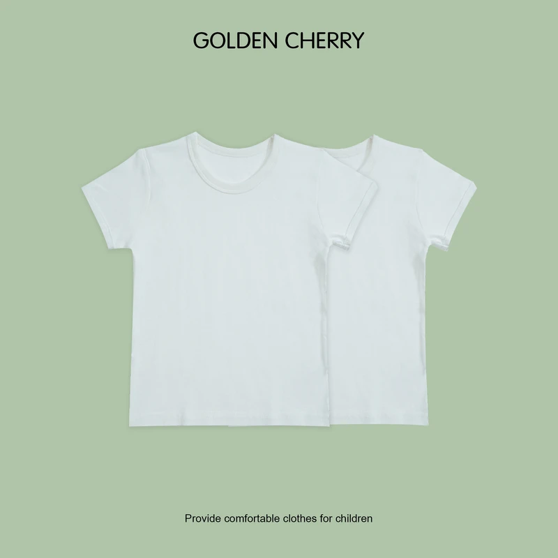 【金樱桃Golden cherry】小童纯白色柔软亲肤T恤YJ002(两件装)
