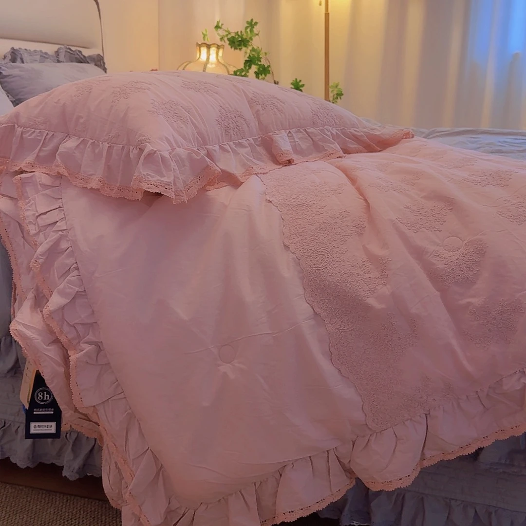 棉粉色卡尔斯四件套