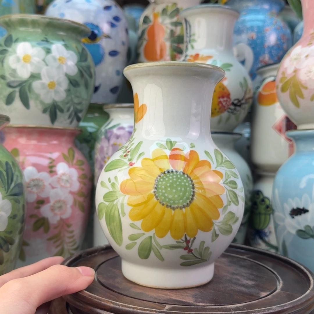 景德镇陶瓷手绘花瓶无孔
