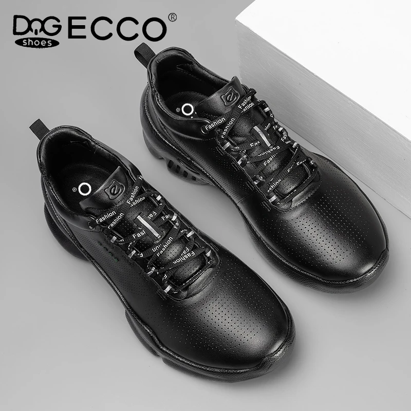 爱步特伦【增高5CM】夏季透气时尚休闲皮鞋防滑舒适鞋子男款黑色