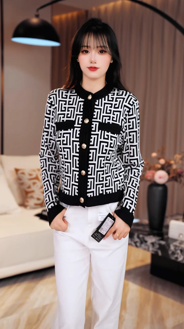 欧货秋冬季新品法式高级感圆领针织开衫