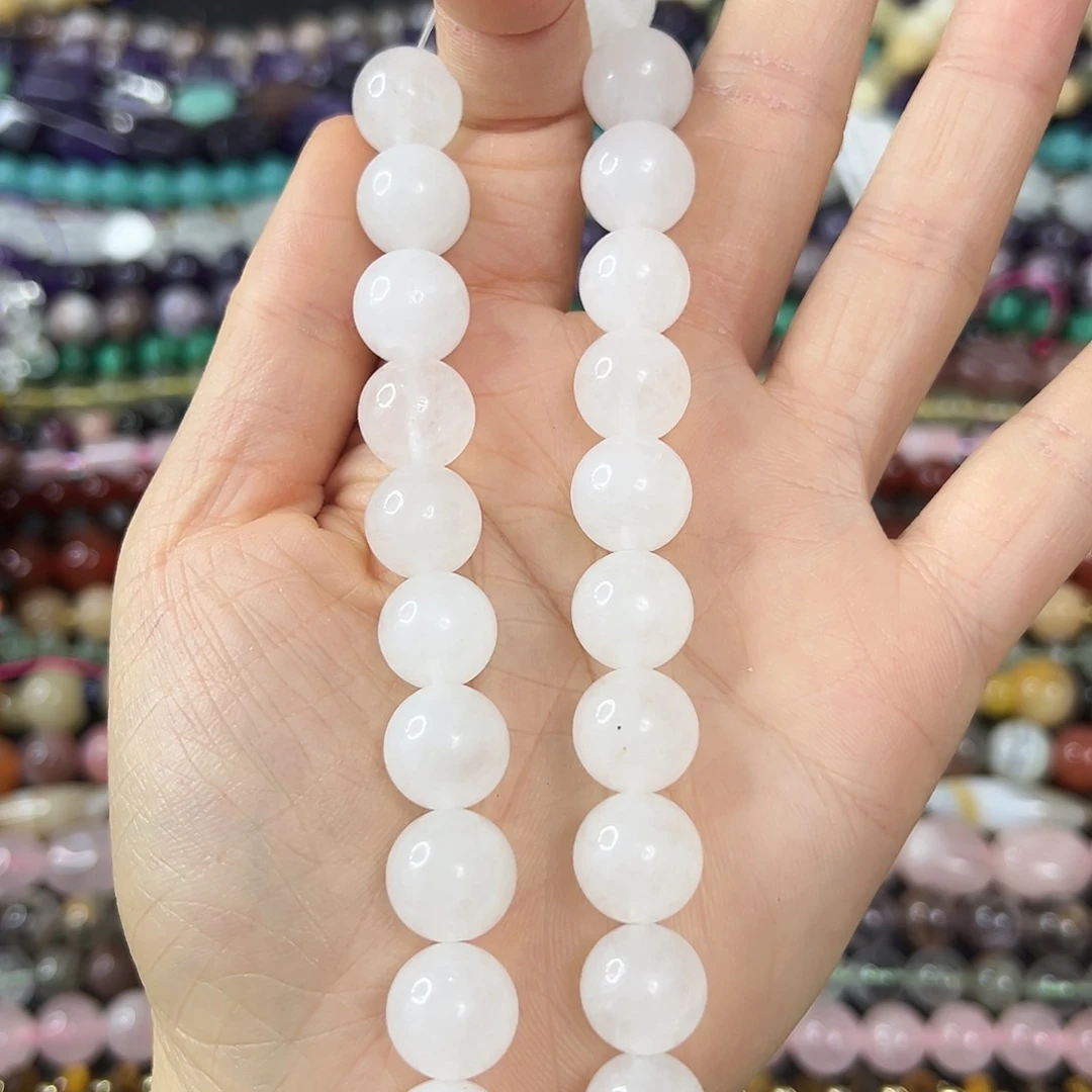 玛瑙/玉髓合金珠宝半成品 卡12奶白水晶一条