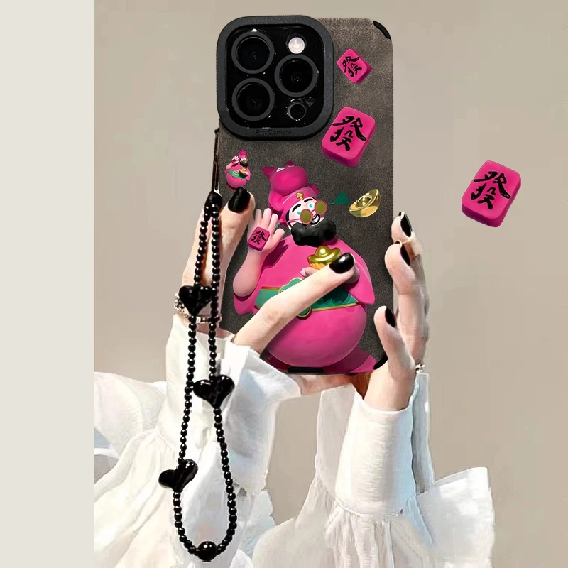 适用苹果16pro华为vivo小米oppo手机壳瞳眼皮质多巴胺财神女防摔