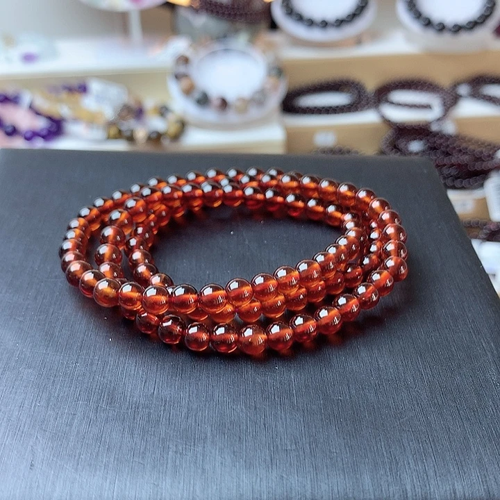 手链未镶嵌石榴石芬达石榴石三圈5.3mm