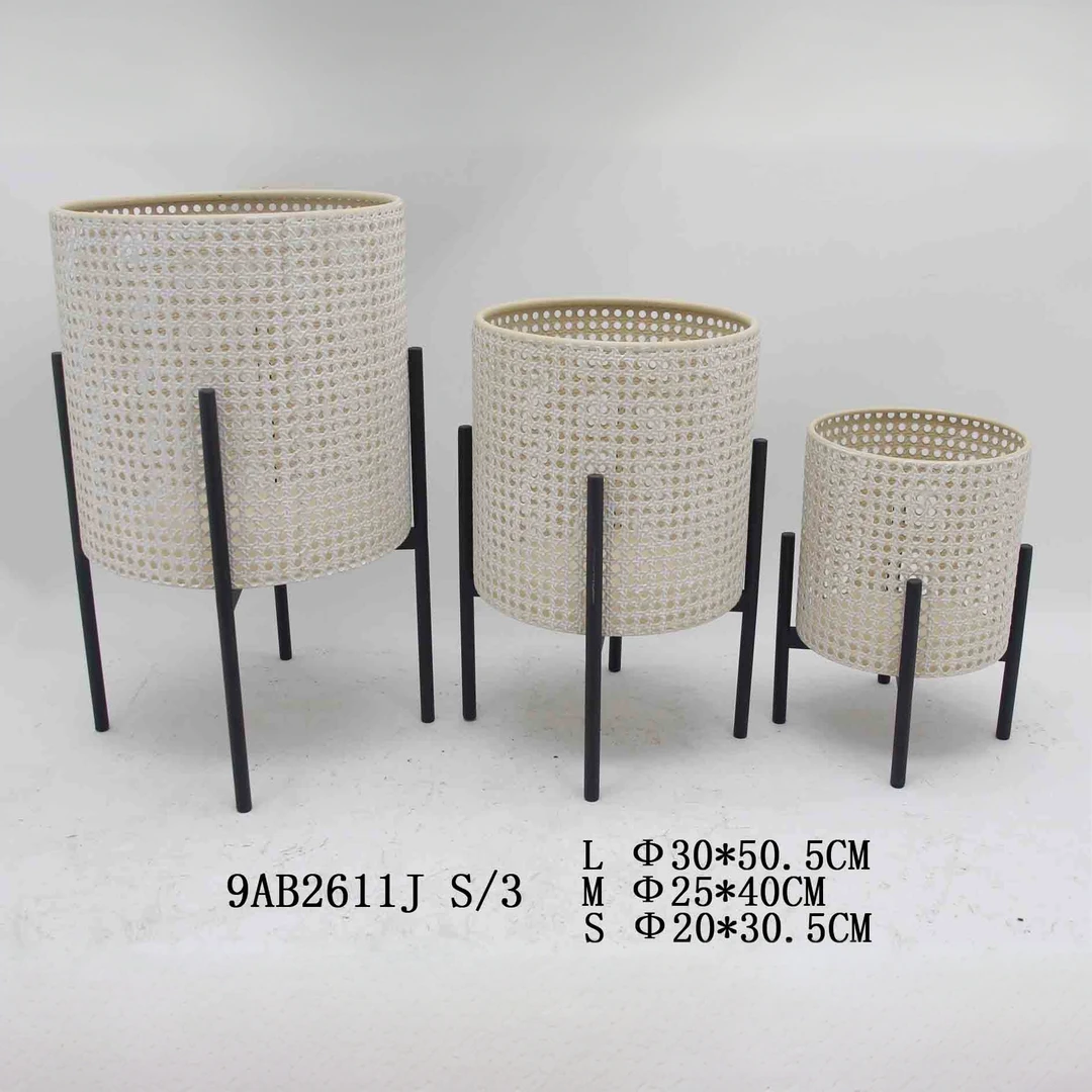 (640)创意手工铁艺落地花盆套圆桶花盆架 花架 收纳盆 干花绿植