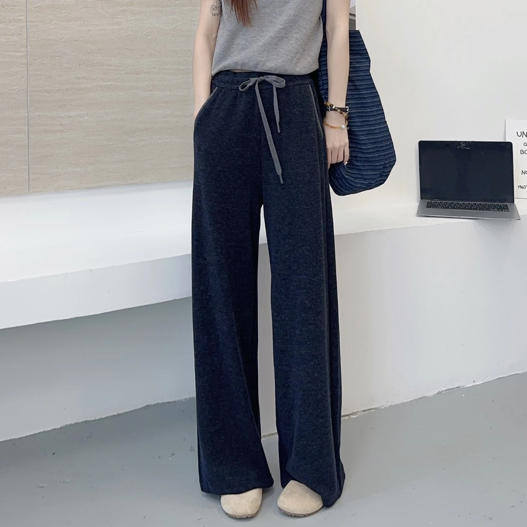 门店329！兔毛绒~秋冬加绒款慵懒风窄版显瘦百搭阔腿裤