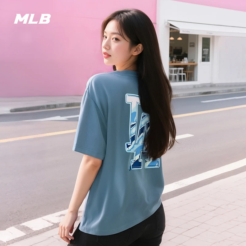 MLB官方 男女情侣复古印花潮流背标短袖百搭T恤25夏季新款TSB63