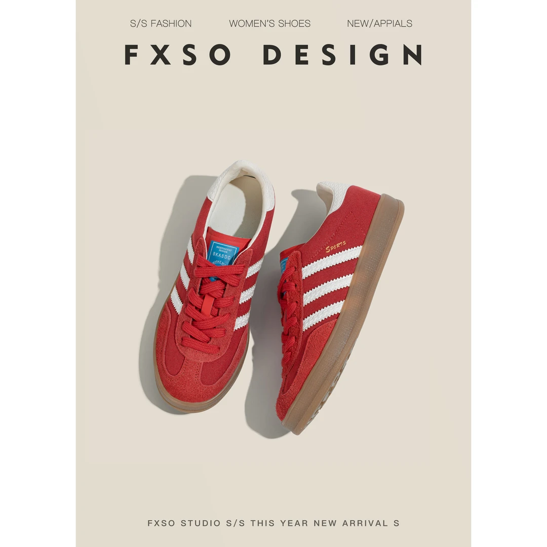 方巷大叔复古百搭红色德训鞋女2025新款春季内增高学生阿甘鞋子