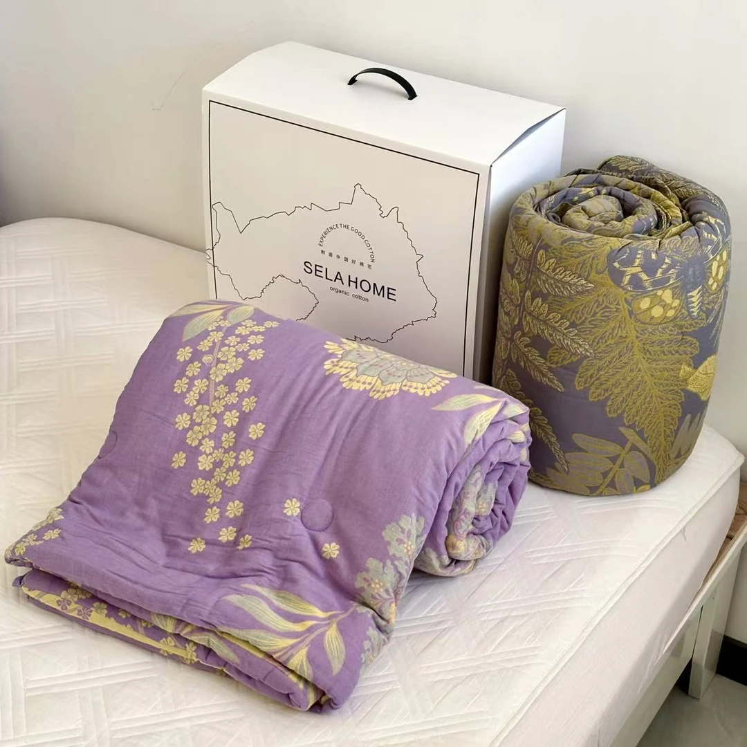 专享【京かわ会社】孤品双层纱纱布被子200*230cm 不挑花色带白盒