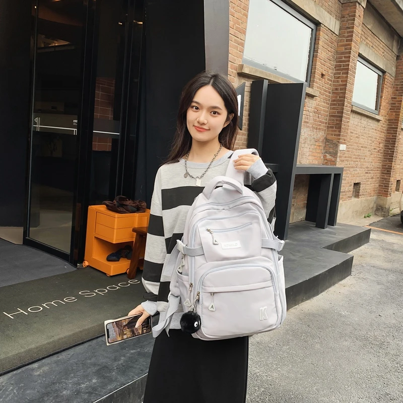 成人双根女甜美风书包轻便百搭双肩背休闲ins风简约高中生潮流