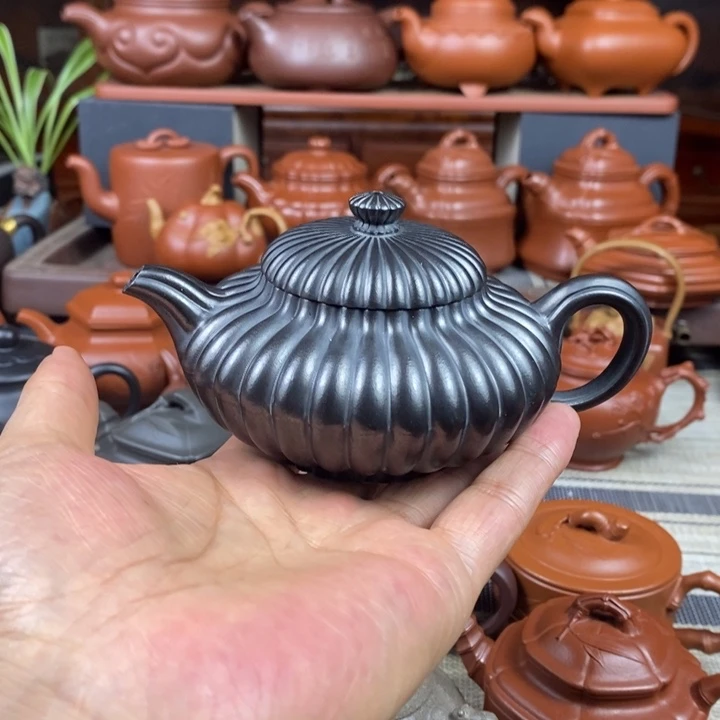 茶壶紫砂筋纹合欢200cc原矿老紫泥捂灰工艺特价