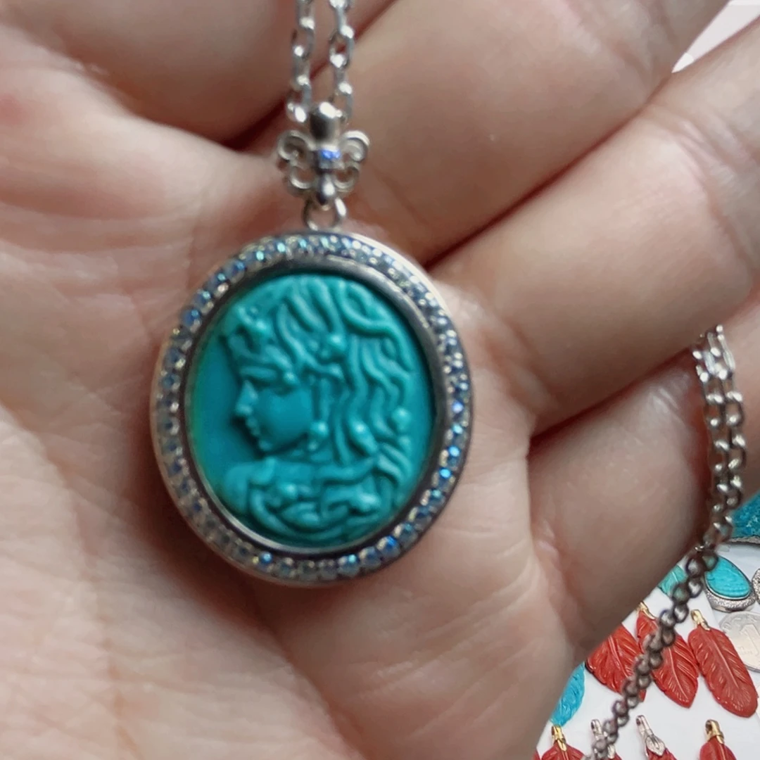 绿松石颈饰银S925镶嵌