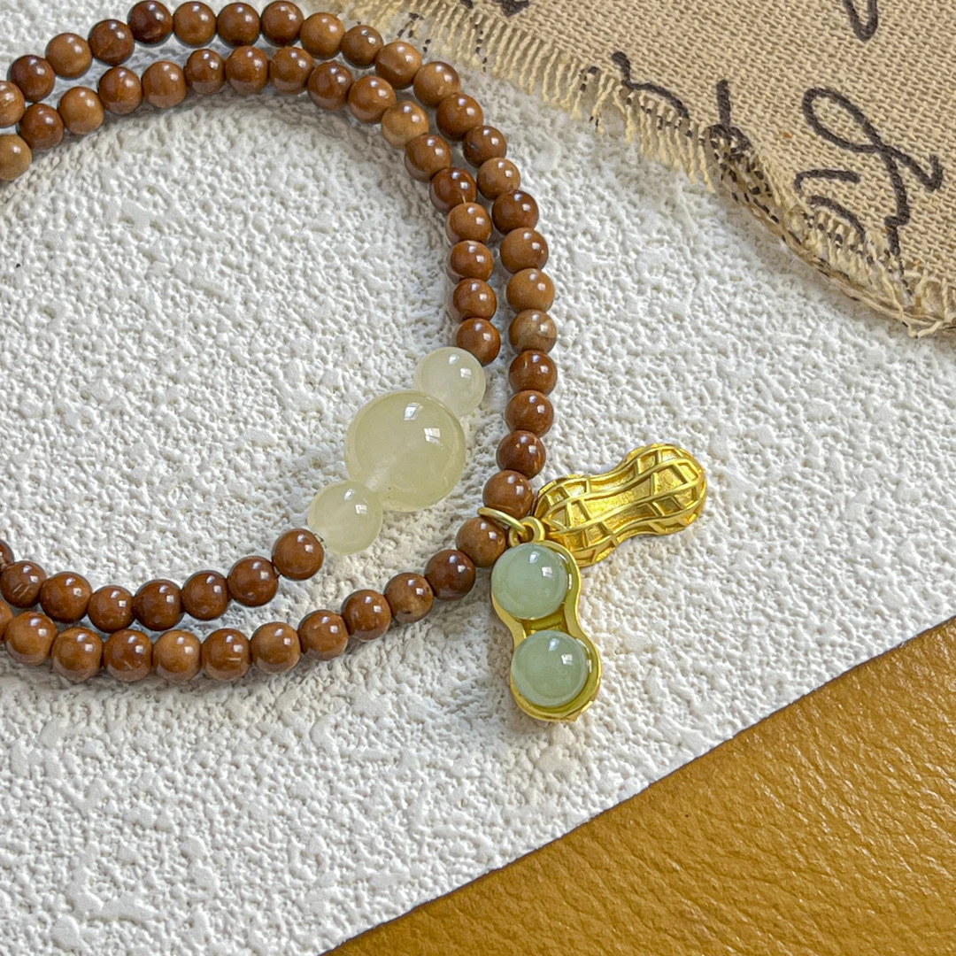 库克圆珠金花生财双圈4mm    J-X030345