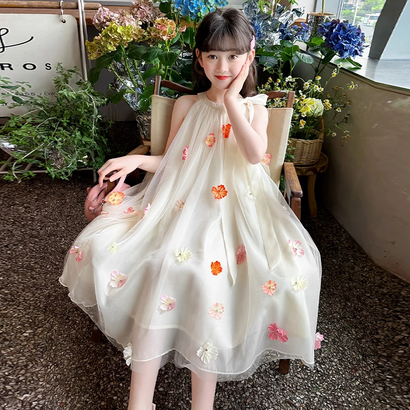 女童裙子夏款2025新款洋气童装女孩夏季网纱背心裙儿童夏天连衣裙