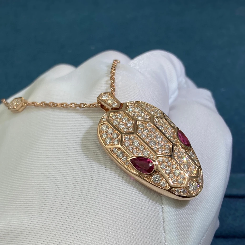 18k金满钻灵蛇项链 精工款镶嵌天然钻石项链（48小时鉴赏期）约16克