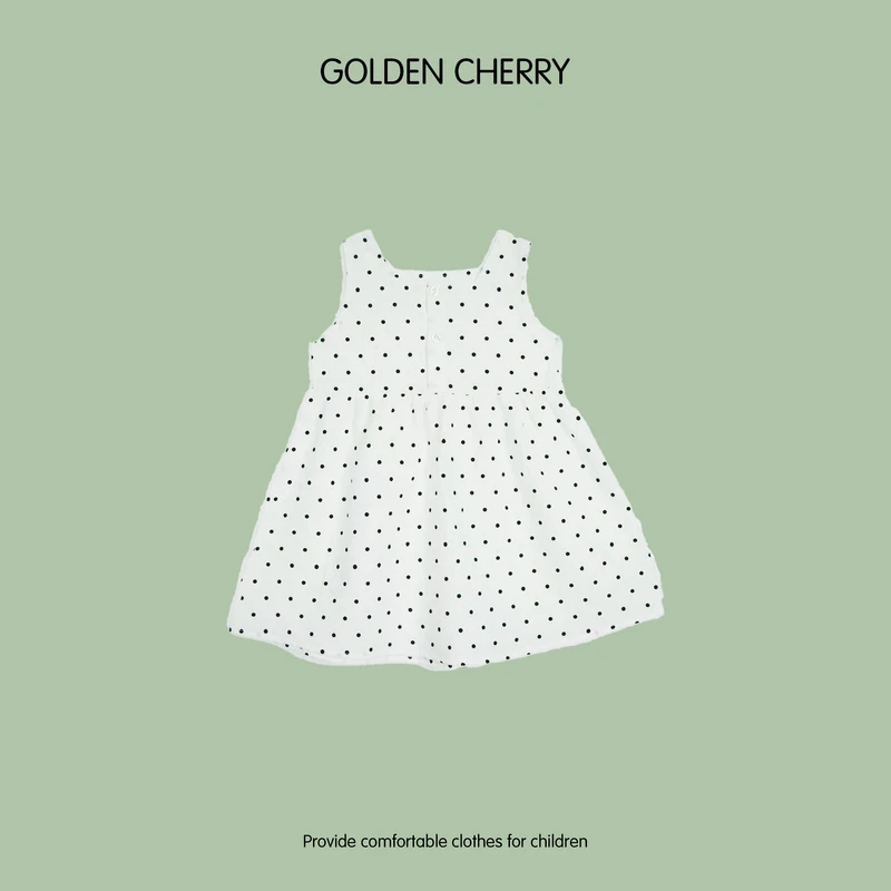 b【金樱桃Golden cherry】小童波点满印两粒扣洋气百搭连衣裙QDD628