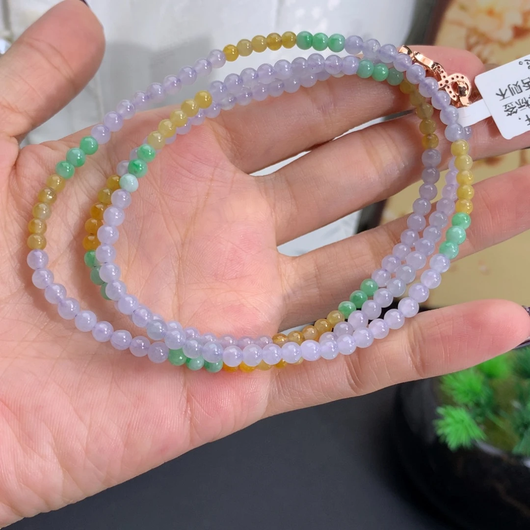 翡翠未镶嵌手串卡3.8胶润多宝小米项链