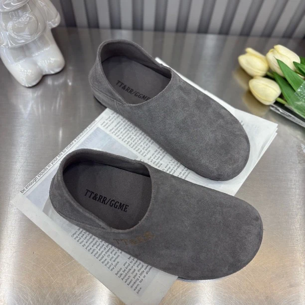 杨杨家韩系春季新款休闲百搭磨砂真皮透气平底豆豆鞋两穿懒人鞋