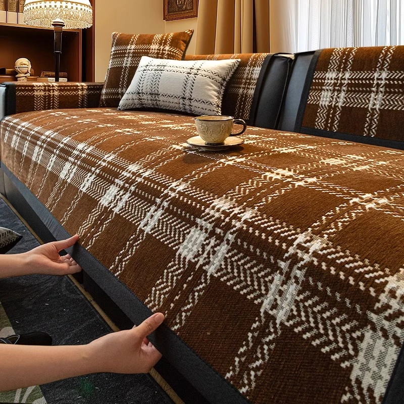 洱峰美拉德氛围感沙发垫四季通用雪尼尔坐垫子2025新款防滑盖布巾