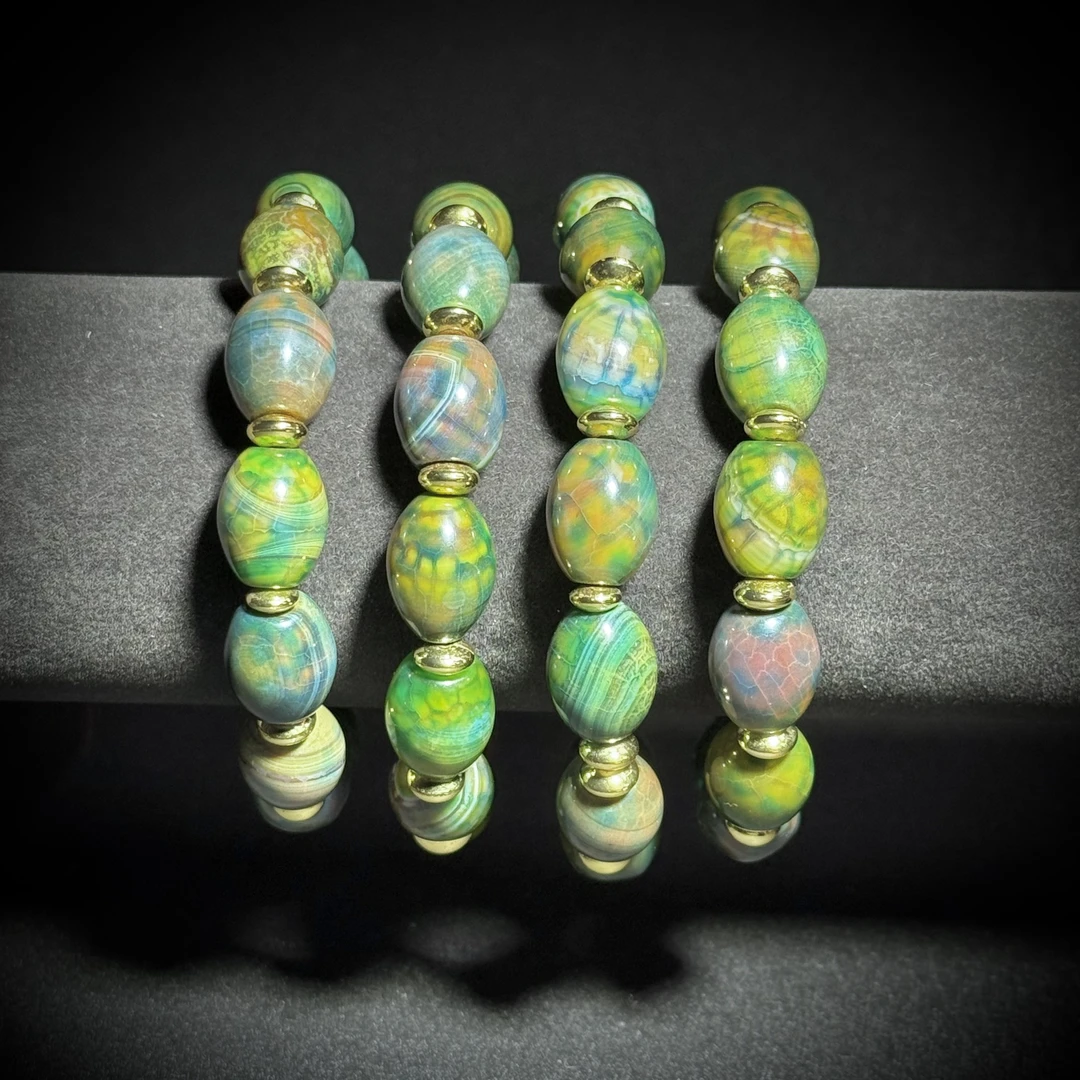 天然老矿甘纹草古珠玛瑙手串 多样性发其一B5050