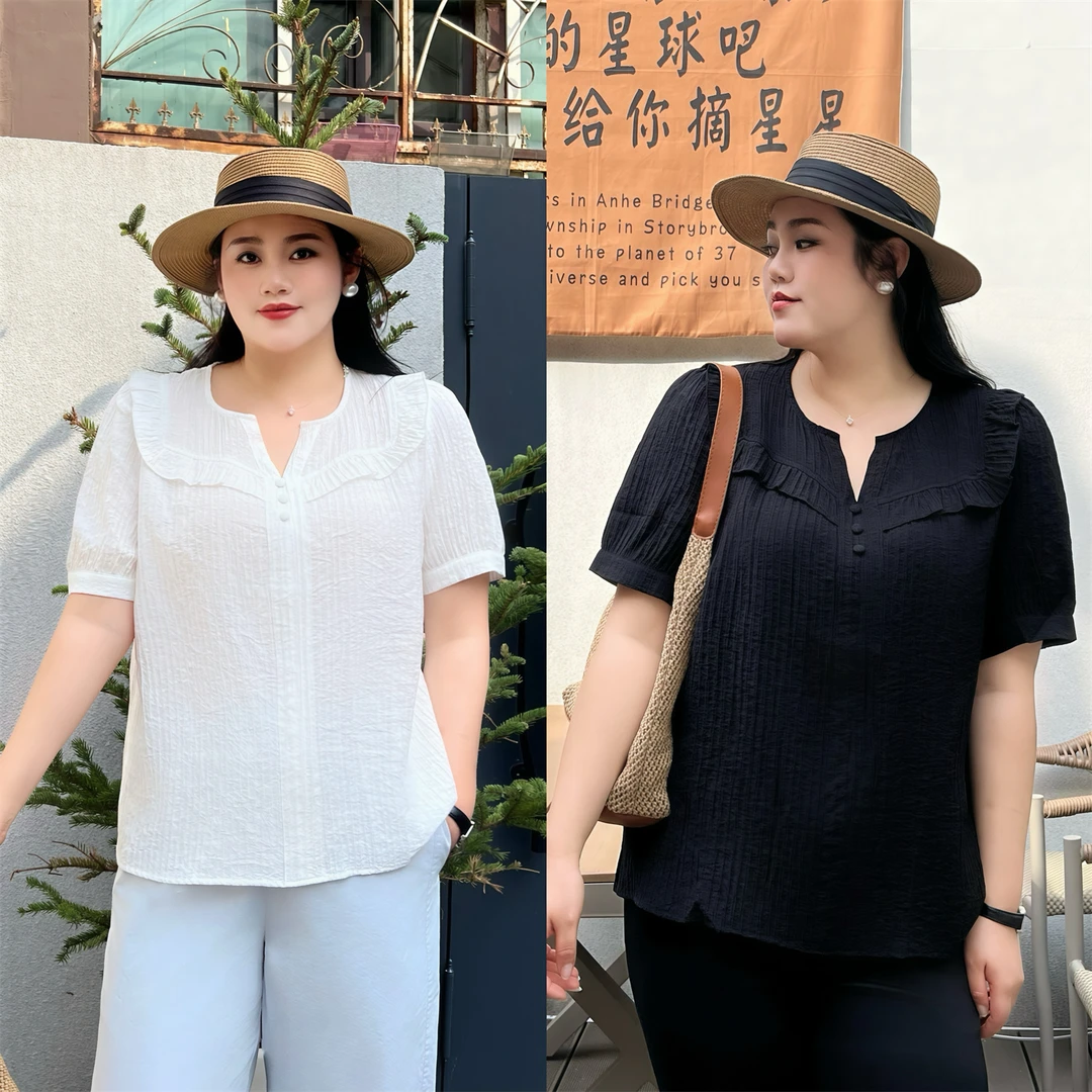 断码捡漏~元气少女 /韩风木耳边娃娃衫衬衫8597花契大码胖mm200斤