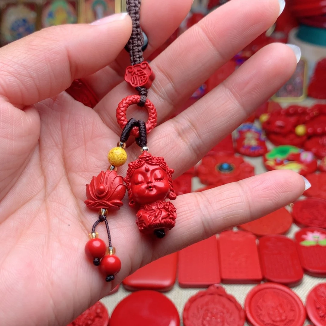 天然辰砂工艺品朱砂钥匙扣