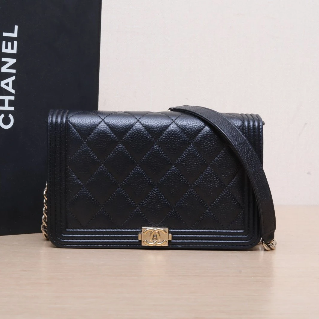 95新 Chanel/香奈儿 小花Jerry活动Leboy WOC 黑色 28开 金扣