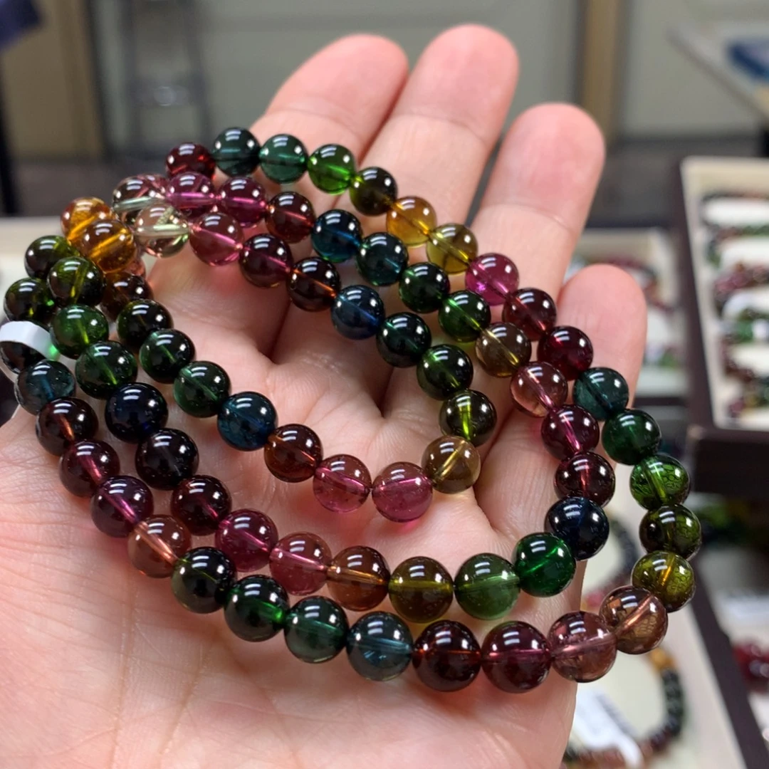 碧玺未镶嵌手链7.4左右