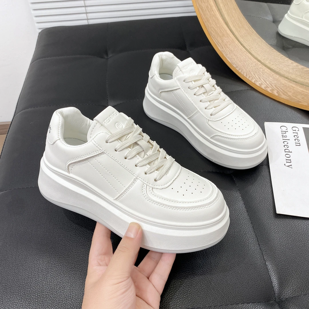 小白鞋女2025春夏季韩版ins百搭时尚网红系带松糕厚底休闲鞋