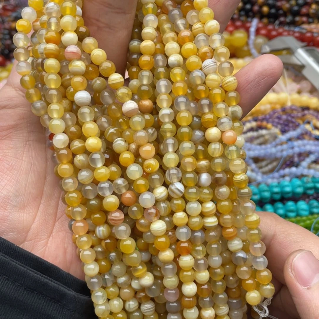 玛瑙/玉髓珠宝半成品未镶嵌一条装6mm黄波斯湾玛瑙圆珠