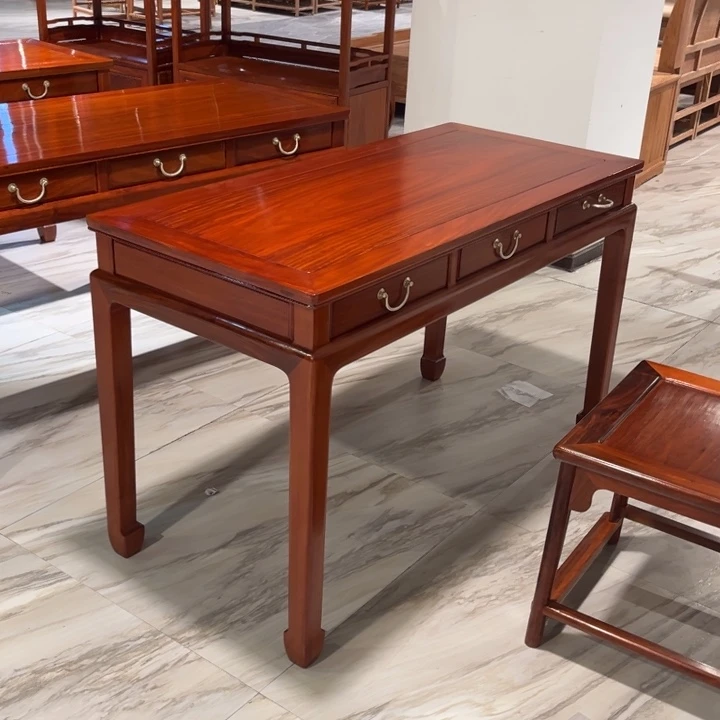 紫檀木类家具值*绝缅花小书桌两件套